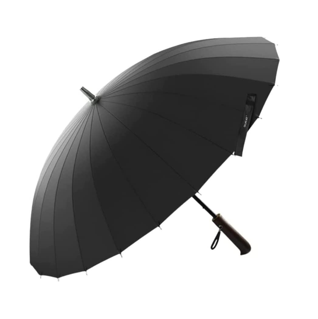 Paraguas Paraguas De Golf Retro Business Stick Umbrella con Mango Madera 24 Bones Toldo A Prueba Viento Ventilado Paragua De Viaje(Black)