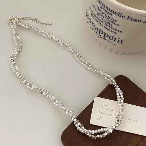 Collier de perles argent cassé ajustable pour sublimer votre décolleté - 5