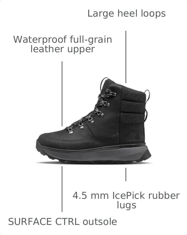 Image of THE NORTH FACE Men's Bergen Leather Waterproof Hiking Boot | Insulated Snow Boot With 4.5mm Lugs