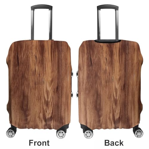 Travel Luggage Cover Elastic Suitcase Protector Anti-Scratch Washable Brown Wood Grain Luggage Sleeve Tsa Approved Carry on Covers Baggage Cover Fits 18-32 Inch Luggages3