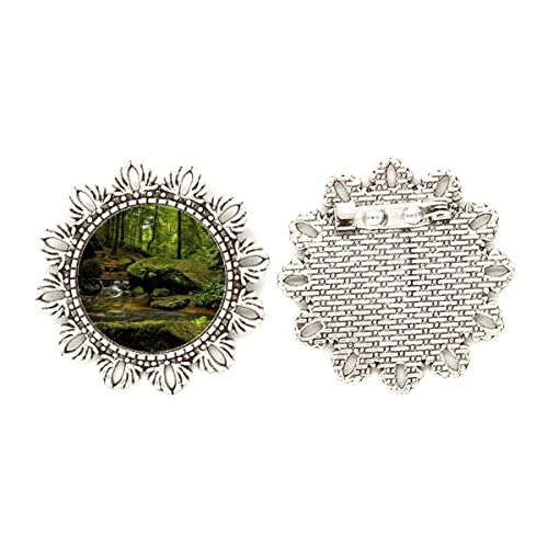 Broche de plata silvestre verde joyería artesanal de tamaño mediano