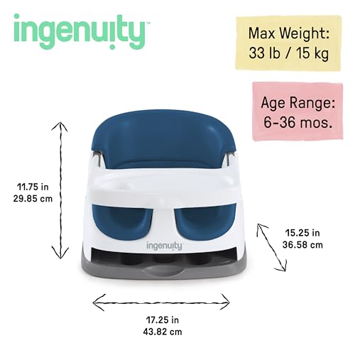Image of Ingenuity Baby Base 2-in-1 Booster Feeding and Floor Seat with Self-Storing Tray - Night Sky
