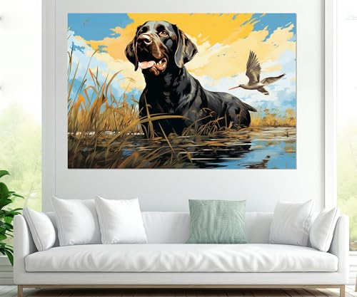 Tableau de chien de chasse abstrait 60x80cm pour décoration de salon