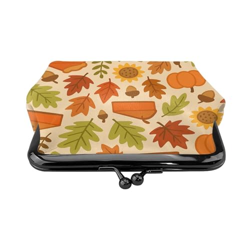 Pu Leather Buckle Coin Purse Thanksgiving Pumpkin Pie Girls Kiss-Lock Change Purse Wallets2