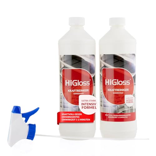 HiGloss Backofenreiniger Kraftreiniger 2000ml – Ultra-stark, geruchsneutral, inkl. Sprühflasche für Grill, Küche, Töpfe, Pfannen, Fritteusen, vielseitig einsetzbar