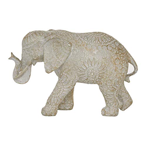 Deco 79 Polystone Elephant Decorative Sculpture Home Decor Statue, Accent Figurine 11" x 4" x 7", White