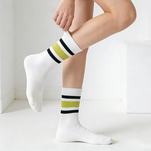Image of VWU Women Men Crew Socks Cotton Dress Socks Ankle Neutral Casual Gilr Boy Solid Color Crew Socks SIze 5-12