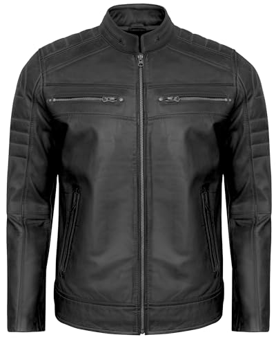 Mens Leather Jacket - Real Lambskin Classic Cafe Racer Style Leather Jackets For Men3