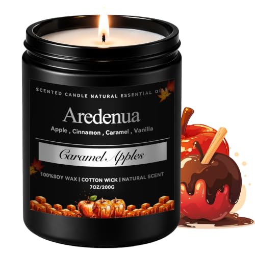 Fall Candles, Caramel Apple Scented, Autumn Seasonal Candles for Fall