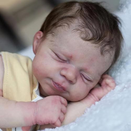 RXDOLL Asleep Reborn Babypuppen Silikon Ganzkörper Mädchen 18 Zoll Realistische Neugeborene Puppe Wasserdicht Lebensechte Babypuppen, die Echte Silikon Babies Puppe für Mädchen Geschenke – Bild 8