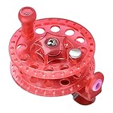 Yiju Fly Fishing Reel No Bearing Pp Structure for Ice Fishing V Groove Spool Accessory Simple Assembly Sturdy Dia 2.4inch, Red