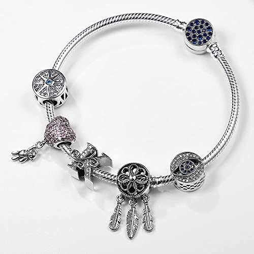 KUNSIR 925 Sterling Silver Snake Chain Bracelet Basic Charm Bracelets with 5A Cubic Zirconia for Women Teen 5