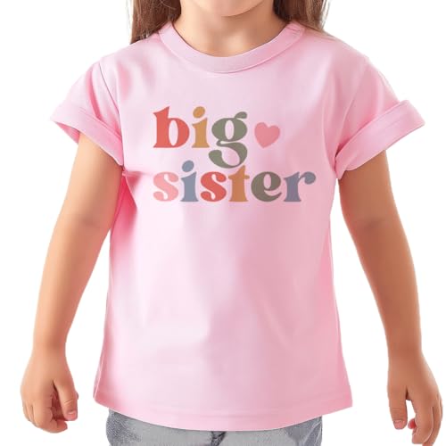 Image of Big Sister Shirt for Girls Toddler Kids Pregnancy Announcement Promoted to Big Sis T-Shirt Summer Short Sleeve Top