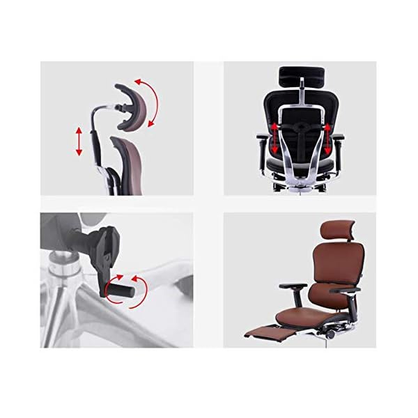 Office Chair, Computer Chair Game Chair Executive Office Chair,Chaise Lounge Cowhide Seat Leather Aluminum Alloy Feet-black frame purple+B - Image 6