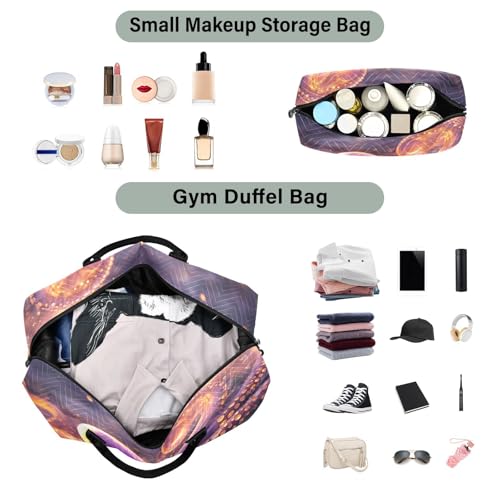 Magic Fish Kraken Large Travel Duffle Bag Weekender Overnight Bags Gym Yoga Bag for Women Men with Toiletry Bag4