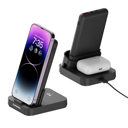 Ambrane 10000mAh 4 in 1 Wireless Charging Power Bank Black - Image 2