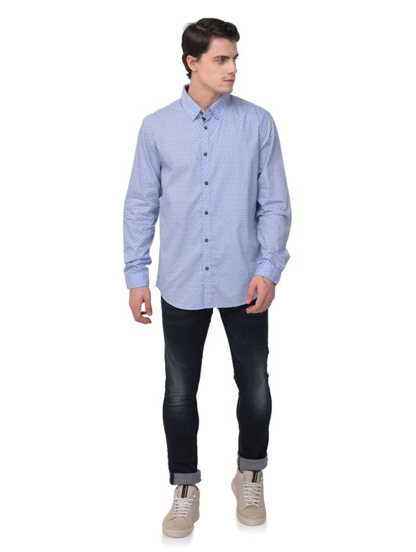 Image of Woodland Mens Cotton Printed Casual Regular Fit Full Sleeves Shirt
