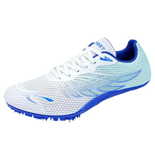 sekiueo Zapatillas De Atletismo para Hombres Mujeres Zapatillas De Malla Ligeras para Correr Zapatillas Deportivas con Clavos para Niños Y Jóvenes,Azul,42 EU