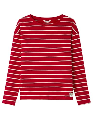 Springfield Long Sleeve Striped T-Shirt Camiseta De Manga Larga, Rojo, L Mujer