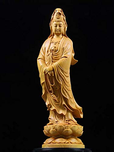 Amazon｜念珠観音仏像黄楊木像家リビングに装飾物実木彫刻手作り芸術品