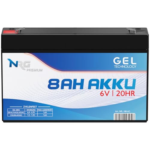 NRG Akku 6V 8Ah Kinderauto Gel Profi Blei-Akku Elektroauto extrem...