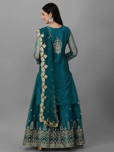 TRENDMALLS Women's Net Embroidery Salwar Suit Set Kurta Lehenga with Dupatta Maroon Kurta Set for Women salwarsuit set