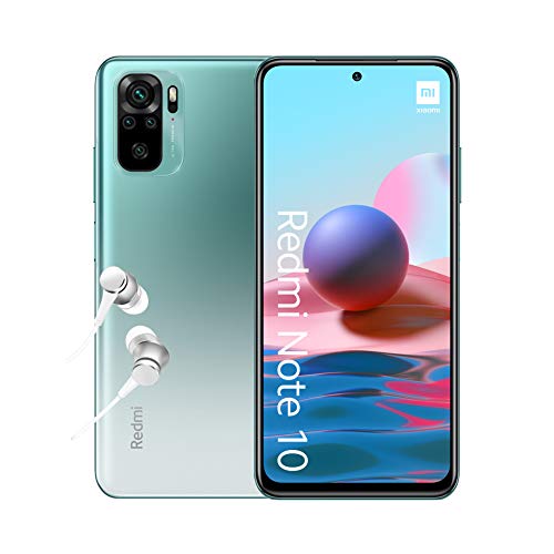 Xiaomi Redmi Note 10 Smartphone + Kopfhörer (16,33 cm (6,43") AMOLED Display, 128GB Speicher, 4GB RAM, 48MP Quad-Rückkamera, 13MP Frontkamera, Dual-SIM, Android 11) Grün - [Exklusiv bei Amazon]