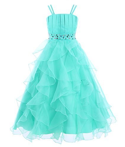 Freebily Vestido de Gala Vestido Largo Elegante Infantil de Fiesta Ceremonia Boda Disfraces Princesa para Niña (4 a 14 años) Turquesa 8 años
