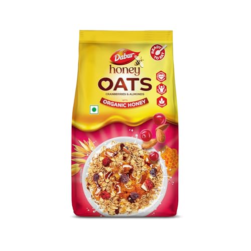 Image of Dabur Honey Oats Cranberries & Almonds with Organic Honey - 500g | Ready to Eat | Helps Reduce Cholesterol | No Artificial Preservatives, Flavours & Colors