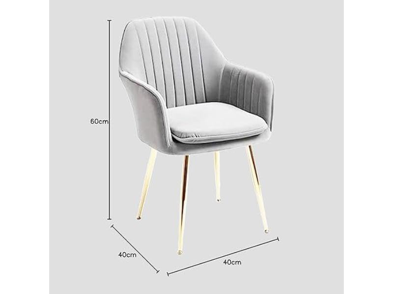 Image of Accent Chairs for Living Room | Modern Armchair in Velvet Fabric with Golden Legs | Set of 1 Chair for Home, Office, Restaurent, Cafe (Dark Grey)