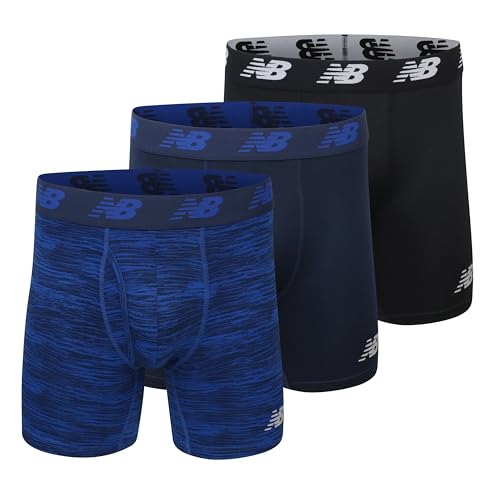 Image of New Balance Men's Performance Boxer Briefs with Fly, Breathable Stretch Underwear, Moisture Wicking, Soft Waistband (3 Pack)