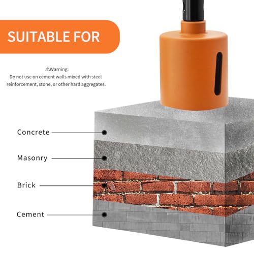 Meccion Diamond Core Drill Bit with Guide Bit and SDS Plus Adapter, Premium Diamond Hole Saw for Concrete Masonry Brick Wall Stone Granite (50mm) 6 Meccion Diamond Core Drill Bit with Guide Bit and SDS Plus Adapter, Premium Diamond Hole Saw for Concrete Masonry Brick Wall Stone Granite (50mm) - Image 6
