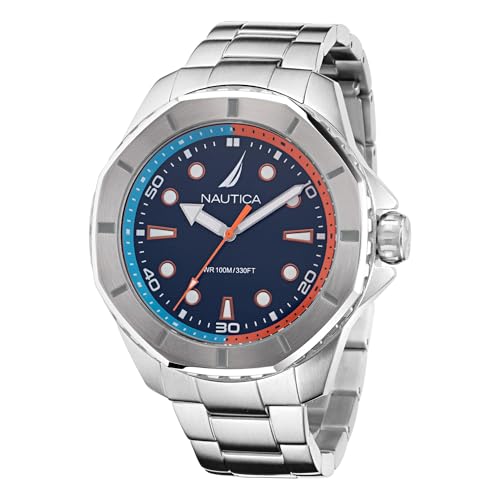 Nautica Reloj Análogico para Hombres de Cuarzo con Correa en Acero Inoxidable NAPKMS302