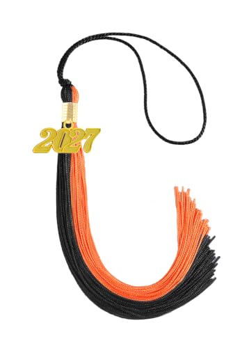 Image of Black and Orange Graduation Tassel 2027 for Grad Cap
