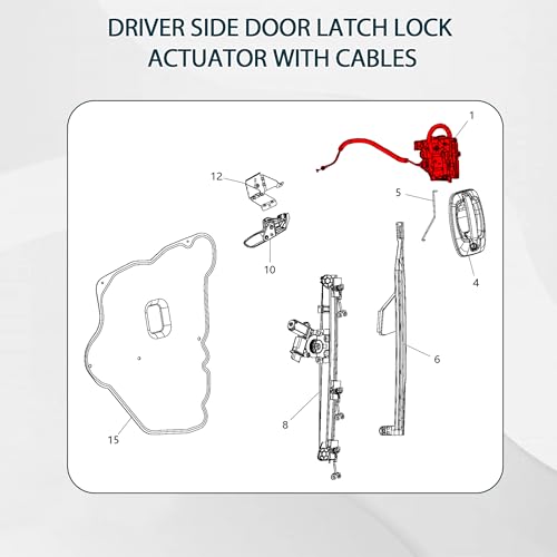 Image of Front Left Driver Side Door Latch Lock Actuator with Cables 68232439AA 68232439AB Compatible for RAM ProMaster Cargo Van 1500 2500 3500 2014 2015 2016 2017 2018 Door Parts
