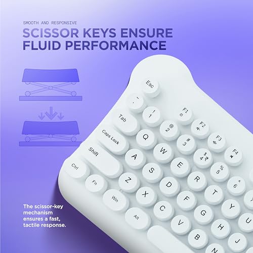 Image of Acer Cuteo Wireless Keyboard and Mouse Combo | 2.4GHz Wireless USB Receiver | Retro Round Keycaps | 1200 DPI Optical Mouse | Plug & Play Compact Design for PC, Laptop, Office & Home Use |White