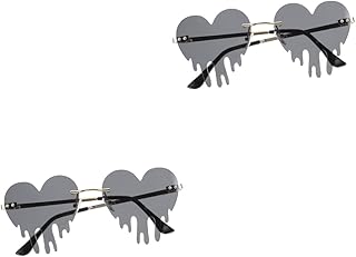 2 Pçs Lágrimas Óculos Engraçados Óculos De Sol Polarizados Em Forma De Coração Óculos Sem Aro Óculos De Sol Sem Aro Óculos De Sol Transparentes Para Mulheres Óculos De Sol