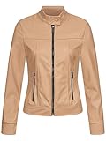 Hailys Damen Kunstlederjacke Dora Kleiner Stehkragen, Biker-Style LF-25009 beige S
