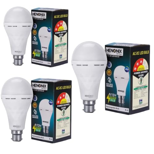 Image of 12 Watt Rechargeable Bulb, Emergency Light, LED Bulb Light, Pack of 3