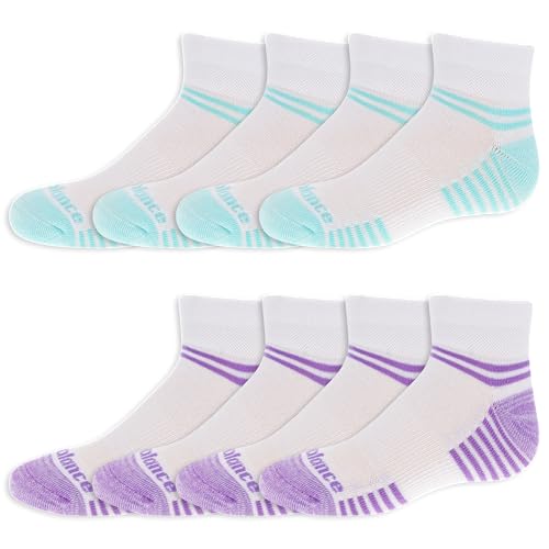New Balance Kids' Performance Cushioned Low Cut Socks-8 Pairs-Breathable Mesh Arch Support