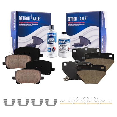 Image of Detroit Axle - Brake Pads for 2003-2006 Pontiac Vibe,2005-2006 Toyota Corolla, 2003-2007 Matrix, Front and Rear Ceramic Brake Pads w /Hardware Replacement