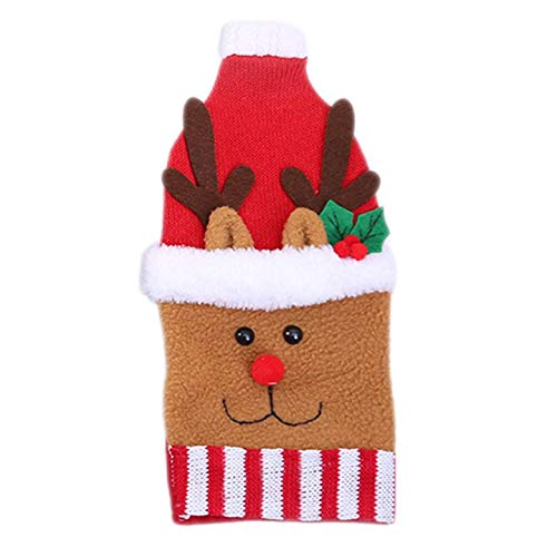 Muñeca de Navidad Botella de Vino Set de Muñeca Creativa Hombre Viejo Muñeco de Nieve Alce Vino Set de Navidad Bolsa de Botella Decoraciones Multicolor Alce Hojas