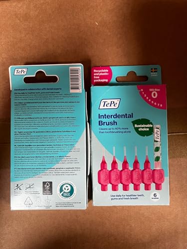 TePe Cepillo interdental, original, rosa, 0,4 mm/ISO 0, 6 piezas, eliminación de placa, limpieza eficiente entre dientes, hilo dental, para espacios estrechos, paquete de cartón