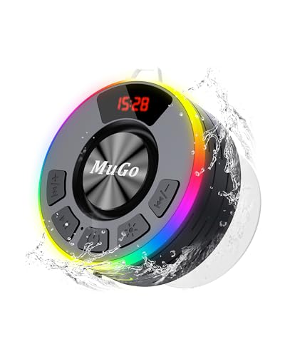 MuGo Bluetooth Shower Speaker, 360° HD Stereo Sound, IPX7 Waterproof Wireless Speaker Bluetooth 5.3...