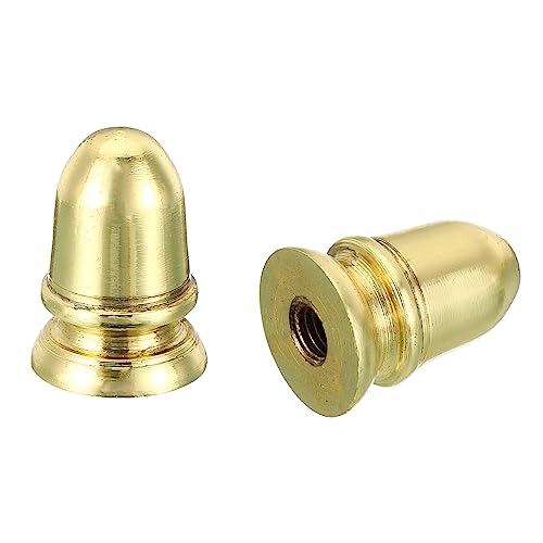 Image of PATIKIL 1 inch Tall Iron Lamp Finials Cap Knob, 2Pcs Lamp Screw Round Head Holder Tapped 1 /4-27 for Table and Floor Lamp Shade Decorations, Gold