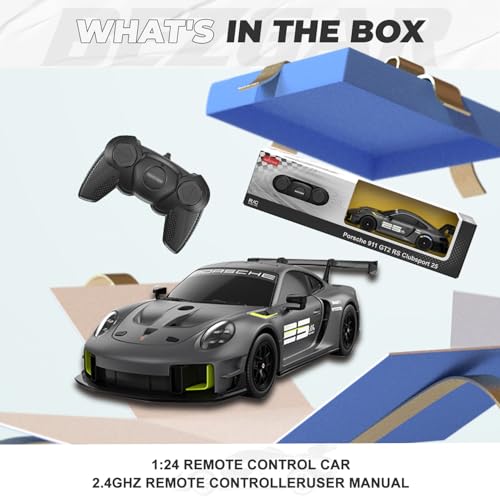 Image of BEZGAR 1:24 Porsche Remote Control Car Licensed 911 GT2 RS Clubsport 25