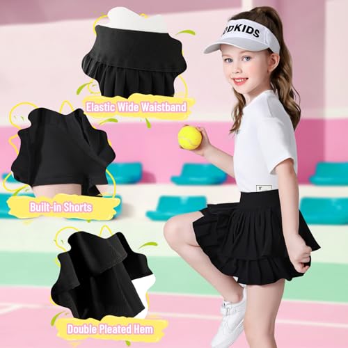 Girls Tennis Skirt with Shorts Pleated Athletic Skort with Pockets High Waisted Kids Cheerleading Skirt4