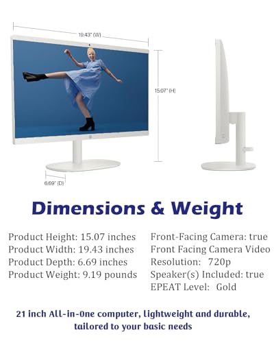 Image of HP All-in-One Computer - 21.5'' FHD Display Desktop PC, Win 11 Pro, Wi-Fi 6, Bluetooth, Intel Celeron Processor, HDMI, HD Webcam, w /Accessory (16GB RAM | 512GB SSD)