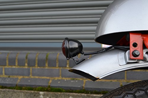 Motorrad LED Stop Rücklicht - Homologated - Glänzend Schwarz mit Rot Gläser für Cafe Racer, Scrambler, Maßgefertigt Projekt