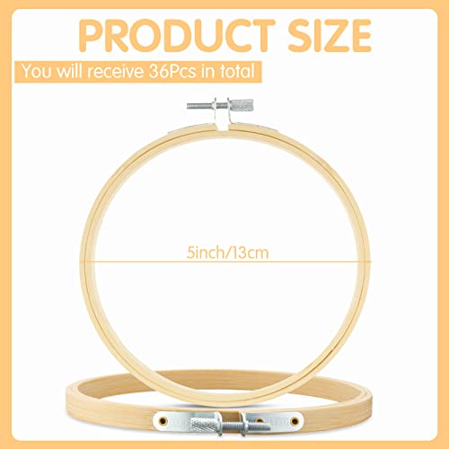 Image of Weysat 36 Pcs 5 Inch Embroidery Hoops Bamboo Cross Stitch Round Rings